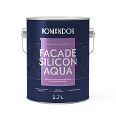 Краска фасадная Komandor Facade Silicon Aqua водооталкивающая глубокоматовый база A 2,7 л