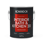 Краска интерьерная влагостойкая Komandor Interior Bath&Kitchen 20 полуматовый база C 2,7 л